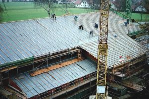 Blick vom Kran aufs Dach - 2001